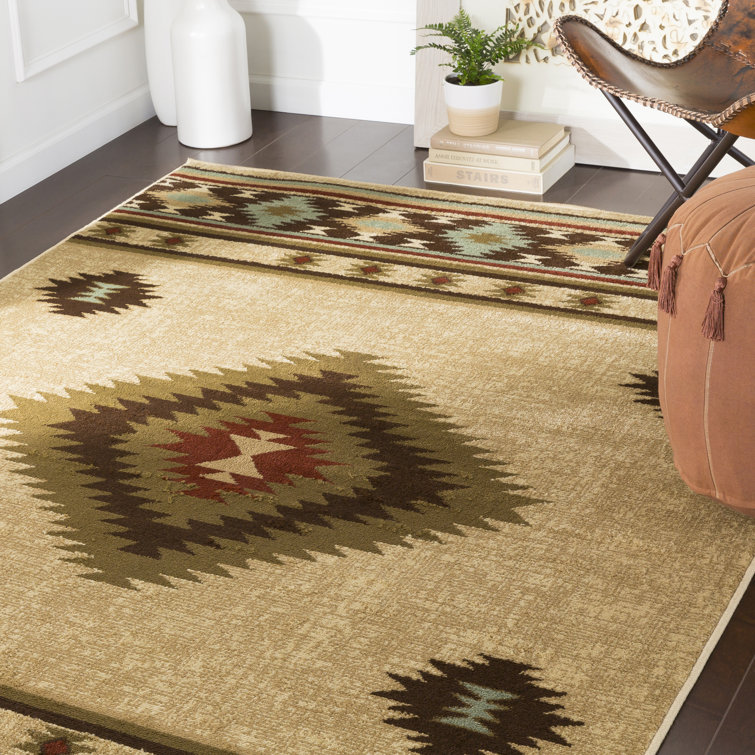 Foundstone™ Evelina Southwestern Area Rug in Olive/Burgundy & Reviews